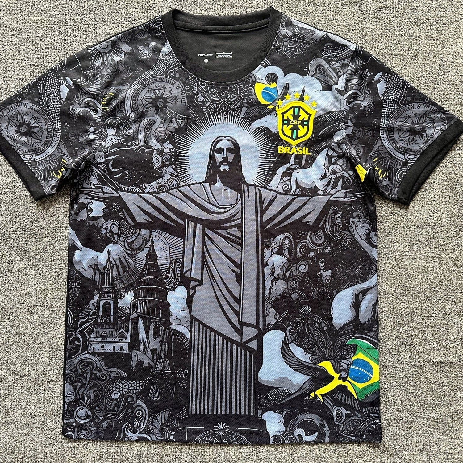Maillot Brésil Christ Concept Noir et Gris 24/25